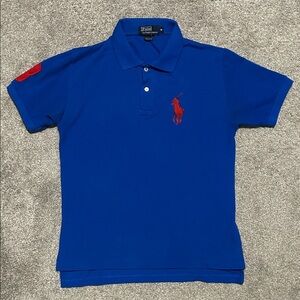 Vintage Ralph Lauren Blue Red Big Pony Polo